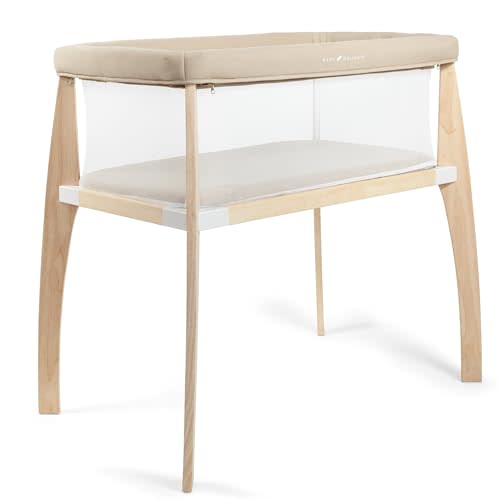 Baby Delight Heirloom Willow Wooden Bassinet | Bedside Sleeper & Baby Bassinet | 100% GOTS Certified Organic Cotton Fabric | Organic Oat