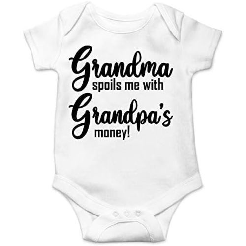 CBTwear Grandma Spoils Me With Grandpa's Money Baby Bodysuit Cute Newborn Clothes Unisex Humor Romper