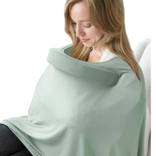 MairMore Nursing Covers for Breastfeeding, Breathable & Soft Privacy Feeding Covers 360 Degree Full Nursing Poncho for Baby and Mom with Removable Neckline (Green)