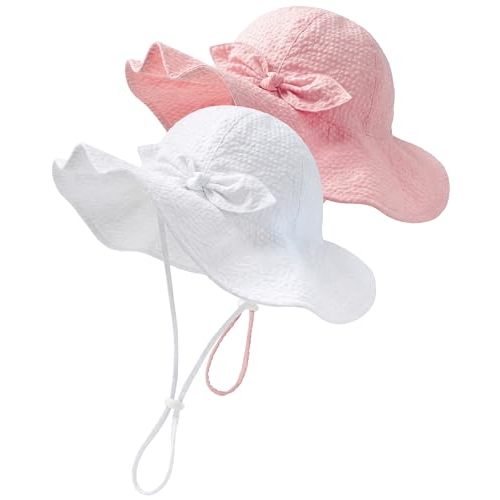 HONGTEYA Baby Sun Hat Toddler Girl Hats Infant Toddler Summer Bucket Beach Hat Wide Brim Sun Protection