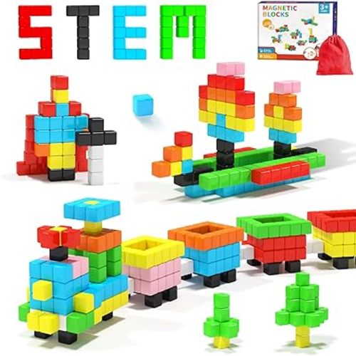 Hiwawind 40pcs Magnetic Blocks -Ideal Gifts for 3 4 5 6 Year Old,STEM Learning Toys for 3-5 Year Old Boys & Girls, Safe & Strong Building Blocks with ASMR Sounds,Classroom Must Haves