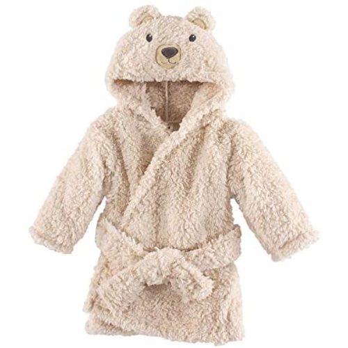 Hudson Baby Unisex Baby Plush Animal Face Robe, Cozy Bear, One Size, 0-9 Months