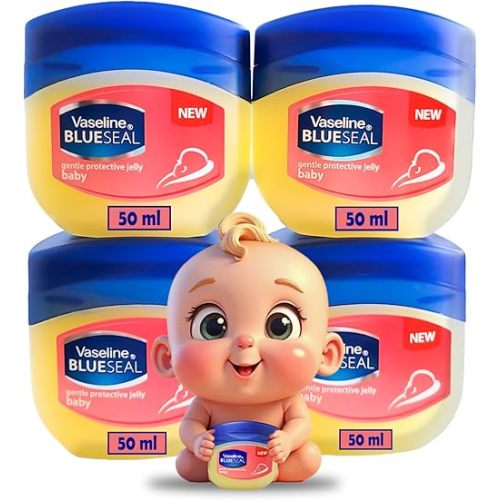 Vaseline for Babies 4 Pack, each 50 ml – Hypoallergenic Protective Jelly – Prevents Diaper Rash – Convenient Travel Size