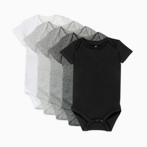 Honest Baby Clothing 5-Pack Organic Cotton Short Sleeve Bodysuits - Gray Ombre, 0-3 M, 5