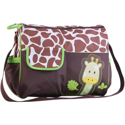 Multifunctional Mummy Handbag Large Capacity Baby Diaper Nappy Changing Bag Waterproof Tote Bag Giraffe Pattern with Green Brim, Mummy handbags, Christmas Decor