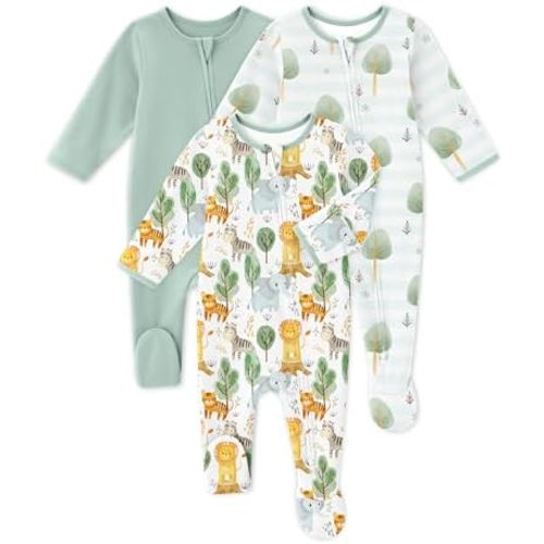 Baby Sleepers 3Pcs 100% Cotton Pajamas for Newborn 0-3 3-6 6-9 Months Boys Girls Clothes Sleep 'N Play Footed PJs