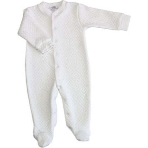 Basket Weave Baby Footie, White Picot Trim,White - Nellapima | Maisonette