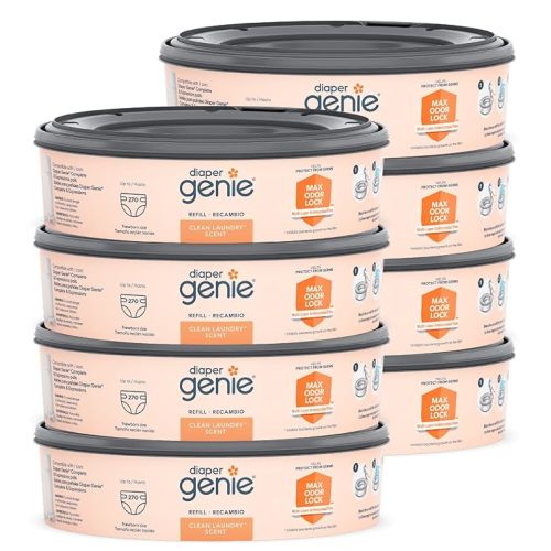 Diaper Genie Bags Refills 270 (Pack of 8) Clean Laundry Scent | Diaper Pail Refills with Max Odor Lock | Holds up to 2160 Newborn Diapers - 270 Count (Pack of 8)