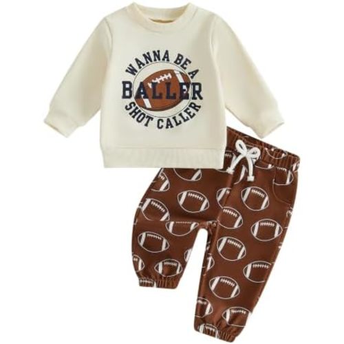 Toddler Baby Boy Fall Clothes Football Outfit Sweatshirt + Pants Sets