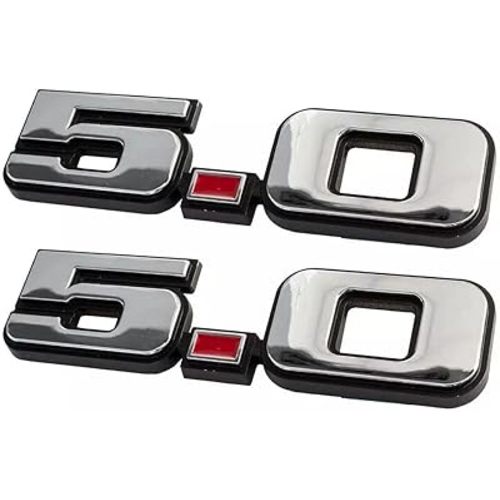 2Pcs 5.0 Emblems Original Classic Old Style Badge Exterior Performance Trim Decal Compatible with 1979-1993 Mustang (Chrome)