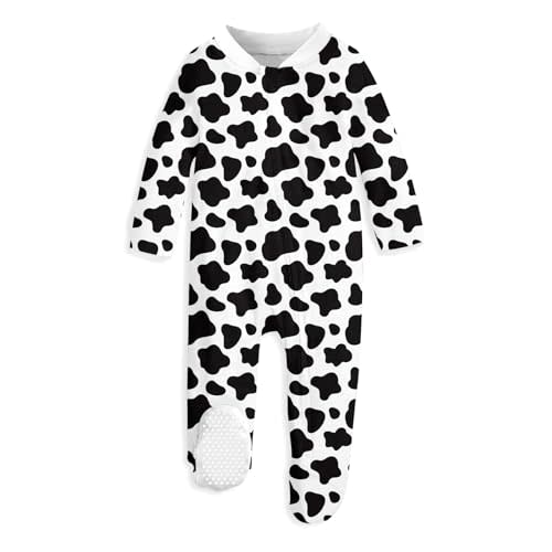 uideazone Baby Girls Footed Pajamas Zip-Front One-Piece Sleeper Non-Slip Footie Cute Pattern Jumpsuit PJs 0-12 Month