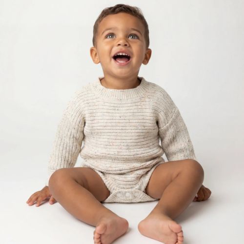 Vanilla Confetti Long Sleeve Chunky Knit Baby Bodysuit – 4 Littles Market