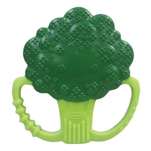 Infantino Lil’ Nibbles Textured Silicone Teether, BPA-Free Baby Teething Toy, Soft, Easy to Hold, Sensory Stimulation for Infants, Broccoli