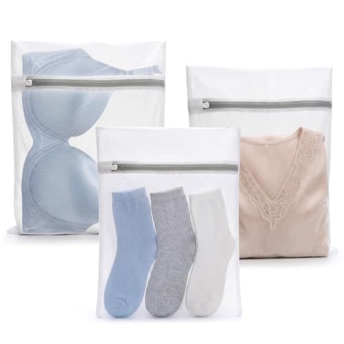 Muchfun 3Pcs Durable Fine Mesh Laundry Bags for Delicates 12 x 16 Inches | (3 Medium)