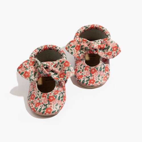 Chestnut Knotted Bow Baby Shoe | Leather Baby Moccasins – Freshly Picked