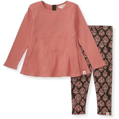 Burt's Bees Baby Baby Girls' Long Sleeve Top and Pant Set, 100% Organic Cotton