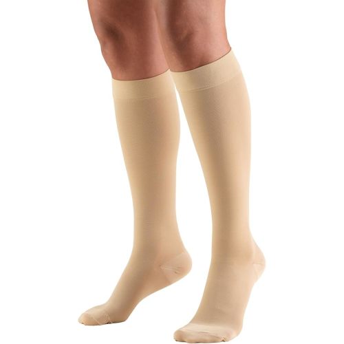 Truform 20-30 mmHg Compression Stockings for Men and Women, Knee High Length, Closed Toe, Beige, Medium
