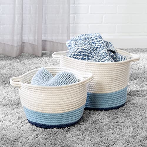 Honey-Can-Do Nesting Cotton Rope Storage Basket Set, Blue Ombré STO-09318 White