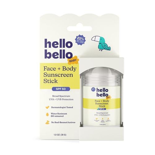 Hello Bello Mineral SPF 55 Sunscreen Lotion with Prebiotics, Water Resistant and Reef Friendly Sun Protection for Babies and Kids, 3 fl oz (Pack of 1)