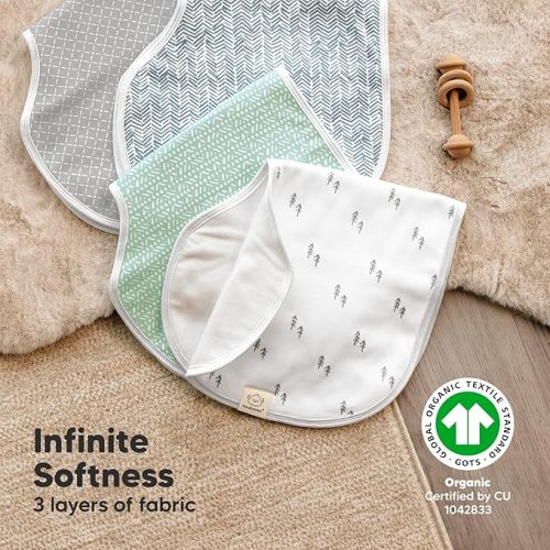 KeaBabies 4-Pack Baby Burp Cloths Baby Girl, Boy - Organic Cotton Burp Cloth, Extra Large, Absorbent, Soft Burping Cloths & Bibs Set for Babies, Newborn Burp Clothes, Thick Burp Rags (Nordic)