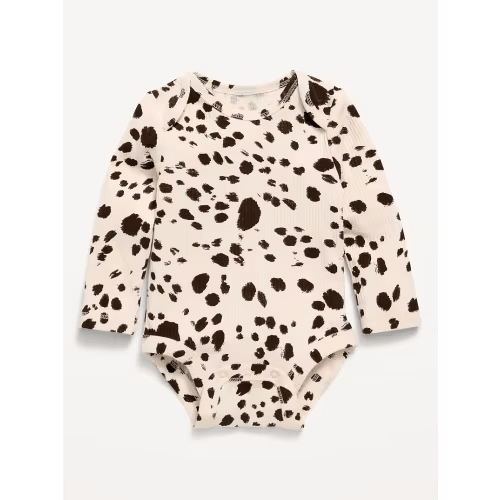Printed Unisex Long-Sleeve Ribbed Bodysuit for Baby