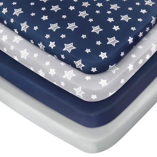 Pack n Play Sheet | Mini Crib Sheet - 4 Pack, Ultra-Soft Microfiber, Fits Graco Pack and Play