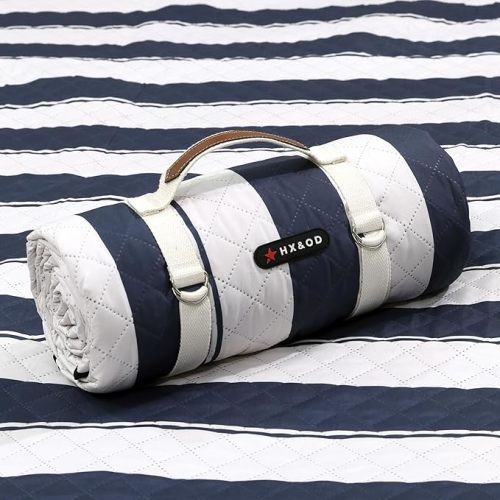 HX&OD Outdoor Picnic Blanket Extra Large, 80”x80” Waterproof Picnic Mat Foldable Camping Blanket Portable with Carry Strap for Beach Mat (Bule) | Waterproof, Extra Large 80x80, Portable, Foldable, with Carry Strap