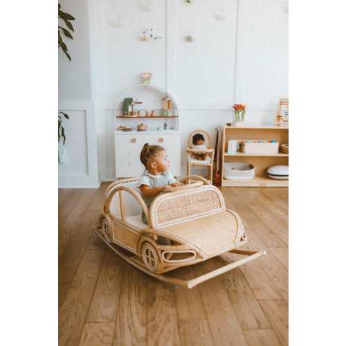 VW Wonder-Bug Rocker - Children's Toy Pretend Play - Boho Rattan Toy