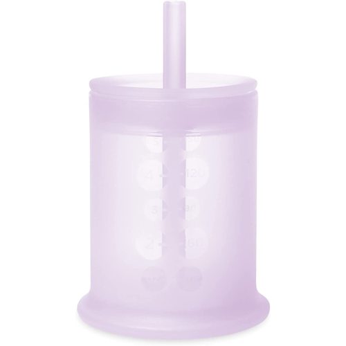 Olababy Silicone Training Cup with Straw Lid | Babies Water Drinking Cup | 6+ Mo Infant To 12-18 Months Toddler | Sippy Cup For Kids & Smoothie Cup | Baby Led Weaning (Lilac, 5 oz)