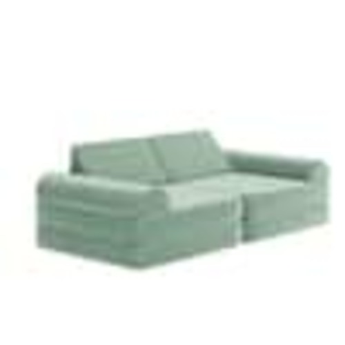 Carnegy Avenue Marlowe Sage Folding Upholstered 56 in. Modular Kids Play Couch with 6-Soft Foam Sectional Sofa Pieces CGA-HN-540650-SA-HD