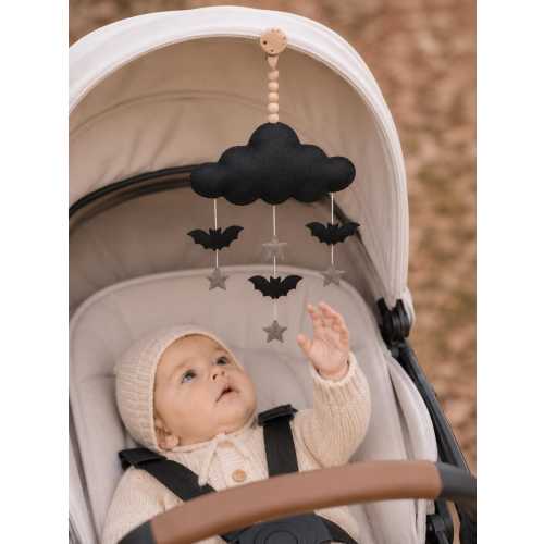 Gothic Stroller Toy for Baby, Black Bat Pram Garland, Alternative Nursery Decor