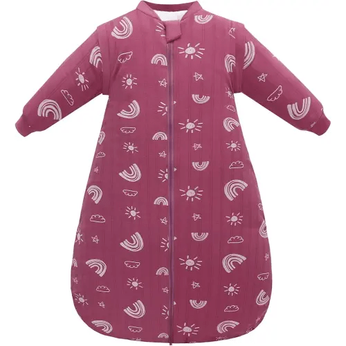 Baby Sleep Sack, TOG 2.5 Winter Wearable Blanket, Removable Long Sleeves Baby Sleeping Bag for Infants and Toddlers, Super Soft Warm Comfortable Sleeping Sack, Sun, 0-6M