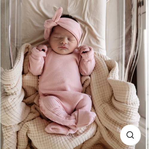 Baby Frill Onesie - Dusty Pink