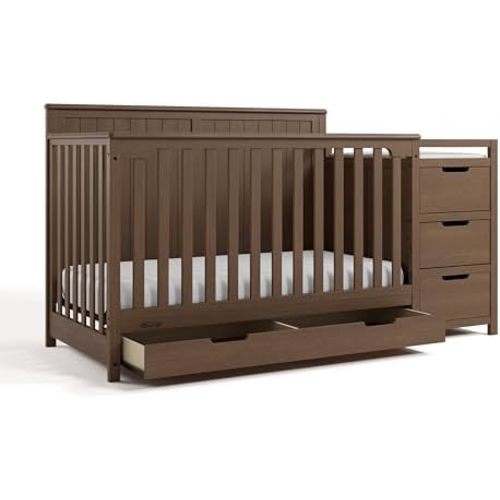 Graco Hadley 5-in-1 Convertible Crib & Changer, Hazelnut