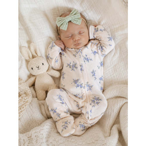 Velour Ruffle Sleeve 2-Way Zip Footie, Sweet Hanna Floral