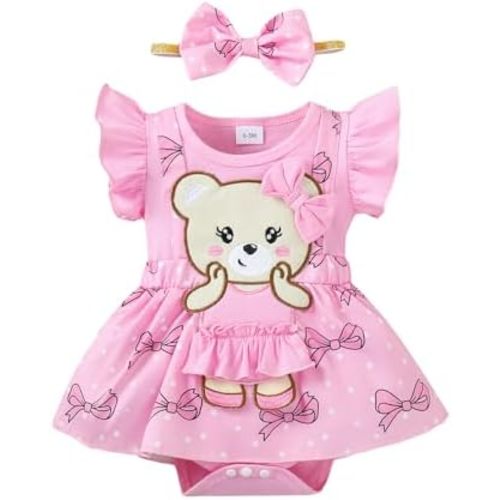 AMAWMW Newborn Baby Girl Clothes Ruffle Sleeveless Romper Floral Dress Bodysuit Infant Girls Summer Outfits with Headband