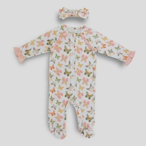 Milkberry Soft Rayon of Bamboo Footed Coverall 3 Piece Full Body Sleepwear for Infants Baby Girls Insect Pink Size 6-9 Months