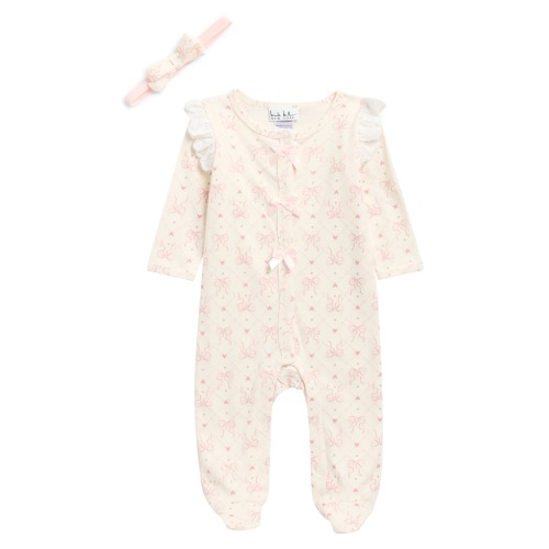 Bow Print Footie & Headband Set