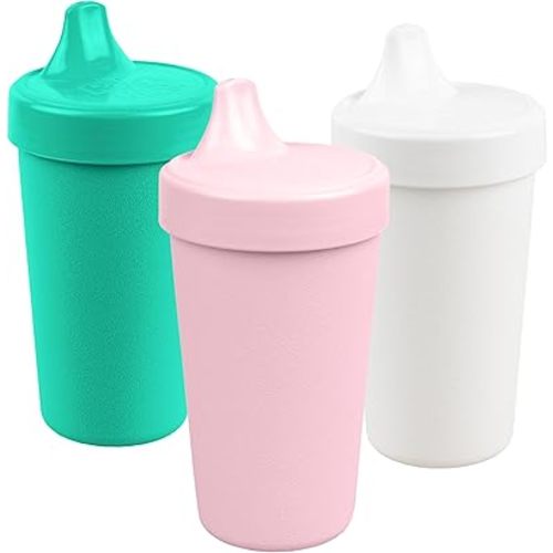 Re-Play Spill-Proof Sippy Cups for Toddlers - Kids Reusable 10 Oz Set of 3, Dishwasher & Microwave Safe, Made in USA, Fresh