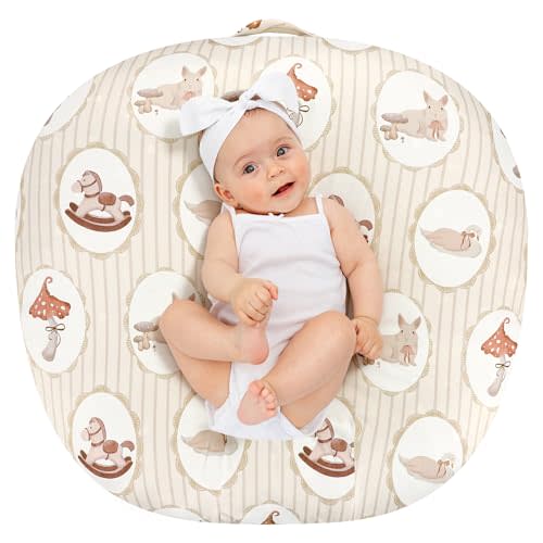DILIMI Newborn Lounger Cover, Ultra Soft Comfortable Lounger Slipcover Removable Cover for Infant Lounger Pillow, Farm (Pillow Not Included)