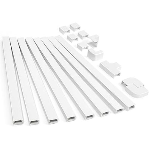 126in Cord Hider Kit, ZhiYo Cord Cover for Wall Mounted TV, Paintable Wire Cover for Cords, TV Cable Hider Wall Kit, Cable Cover Wire Management, White Cords Concealer, 8 x L15.7in W0.95in H0.55in