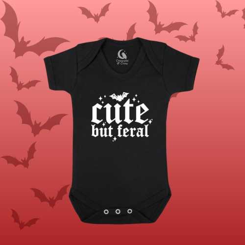 Cute but Feral Baby Bodysuit – Gothic Emo Infant Onesie – Alternative Baby Clothes, Emo Baby Gift
