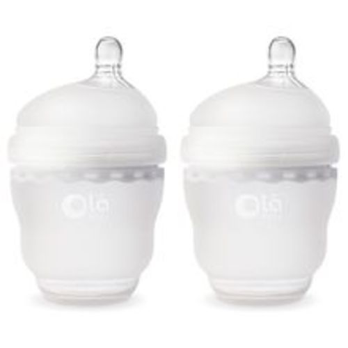 Olababy Gentle Bottle Silicone Wide Mouth Baby Bottle 4 oz, Frost