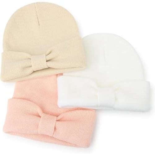 Baby Beanies Toddler Winter Hats with Bow Soft Warm Infant Knit Newborn Beanies Hat for Baby Boys Girls 0-36 Months