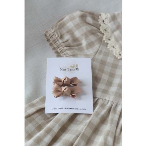 PETITE SILK RIBBON BOW SET | TAUPE