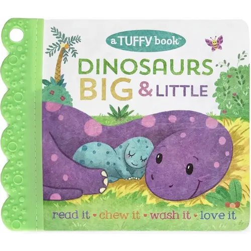 Tuffy Dinosaurs Big & Little Book - Washable, Chewable, Unrippable Pages With Hole For Stroller Or Toy Ring, Teether Tough, Ages 0-3 (Baby's Unrippable) (A Tuffy Book)