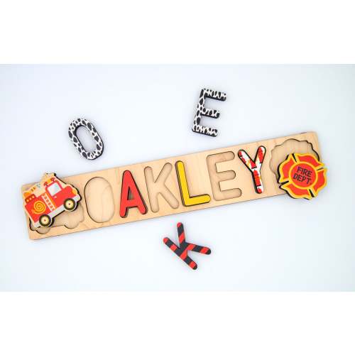 Firetruck name puzzle / firefighter puzzle / Name puzzle / Toddler gift/ First birthday gift/ Gift for baby/ Firefighter gift