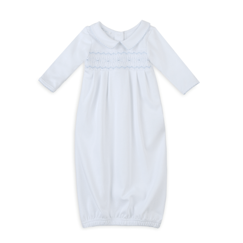 Landon's Classics Smocked Pleated Gown - Light Blue