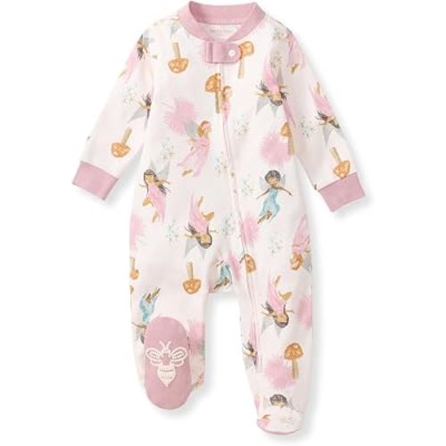 Burt's Bees Baby Girls' Organic Cotton, Sleep and Play Footed Pajamas