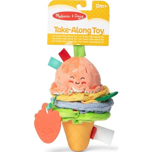 Melissa & Doug Ice Cream Take-Along Clip-On Infant Toy with Sound and Vibration